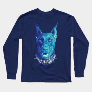 Doberman Cool Blue Tritone Long Sleeve T-Shirt